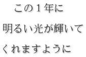 　この１年に  明るい光が輝いて  くれますように